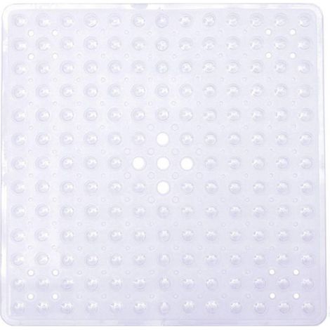 Tapis de douche antidérapant 53 x 53 cm, Tapis de douche antidérapant sans BPA pour enfants, Tapis de bain antidérapant, blanc (1/5)
