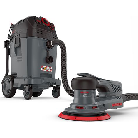 Menzer – Ponceuse excentrique 350W avec aspirateur de sécurité 1380W – Système de nettoyage de filtre automatique – Plateau Ø 150 mm pour ponçage sans poussière (1/5)