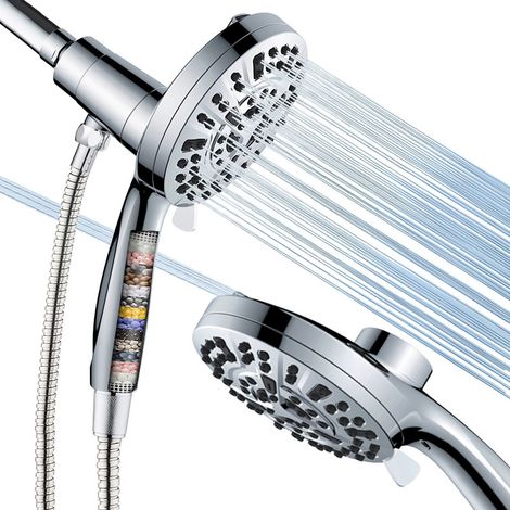 Ensemble de douche à filtration magnétique de style américain Aquamagnex 9 : pommeau de douche à main filtrant et surpresseur avec fonction de jet (1/2)