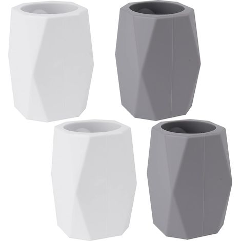 Lot de 4 porte-stylos en silicone, porte-crayons pour bureau, porte-pinceaux de maquillage géométrique, pot à crayons au design créatif pour le bureau, l'école et la maison (1/5)