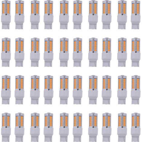 Ampoules LED 7440, T20, jaune ambre, 900 lumens, clignotants, feux de freinage, feux de stationnement ultra-lumineux (lot de 40) (1/5)