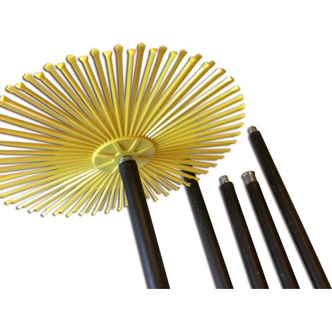 Kibros – Kit de ramonage économique – Brosse hérisson synthétique – Ø 250 mm – 7 m en 5 cannes de 1,40 m – Pour cheminées et canalisations