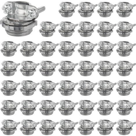 50PCS, 1/2 pouce Pince Type Connecteurs de câbles, Pinces de fil en alliage de zinc pour câbles NM, Fils électriques, Conduit métallique, Boîte électrique (1/5)