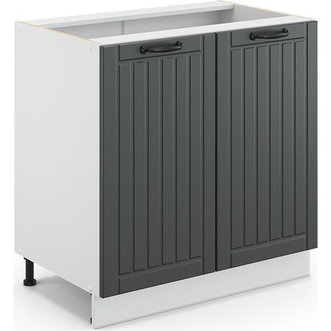 Mobile lavello cucina Fame-Line, Antracite rustico, 80 cm con ripiano, senza piano di lavoro, Vicco