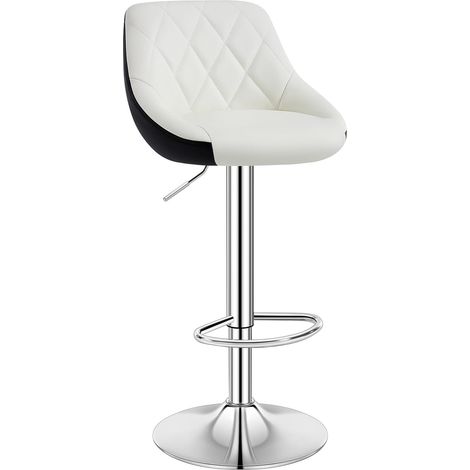 WOLTU 1 Pz Sgabello da Bar Sedia Cucina Imbottita Girevole in Metallo e Ecopelle Bianco+Nero (1/5)