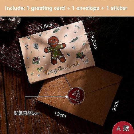 Carte de vœux, carte cadeau de Noël, enveloppe, style rétro, design créatif de dessin animé, décorations de Noël (1/3)