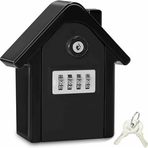 Boite a Cle Securisee Mural Boite a Clé avec Code Numérique & Clés d'urgence, Grand Key Safe Box Format XL Coffre a Clef Extérieur pour Maison, Bureau, Usine, Garages (Noir) (1/5)