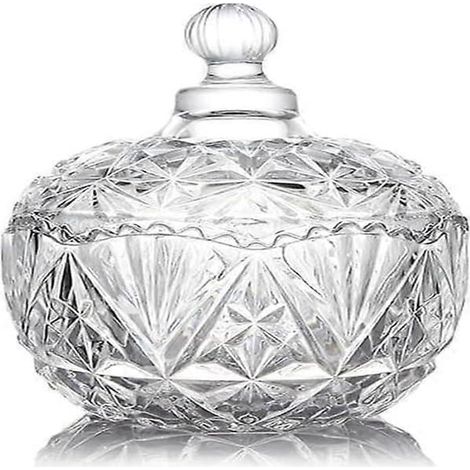 BelleRise - Bonbonnière en verre transparent avec couvercle, sucrier décoratif, récipient de cuisine pour aliments et biscuits (1/5)
