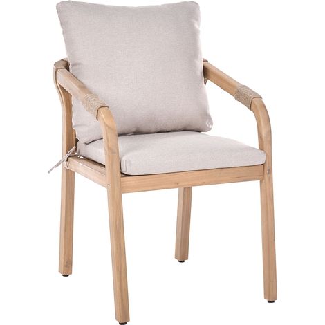 Sedia da pranzo da esterno in legno di acacia con cuscini beige chiaro Sumba (1/5)