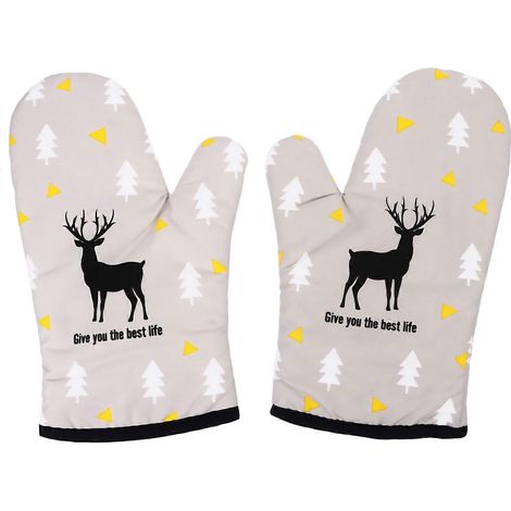 2 Stück Weihnachtskrippen-Zubehör, Topflappen, Ofenhandschuhe, Küchenhandschuhe-27x14cm-Light Grey (1/2)
