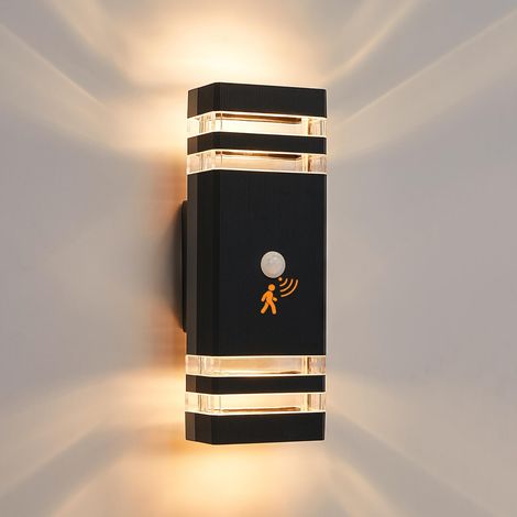 Applique murale d'extérieur avec détecteur de mouvement,applique murale extérieure en aluminium à 2 niveaux,IP65,pour porche de garage(lumière chaude) (1/5)