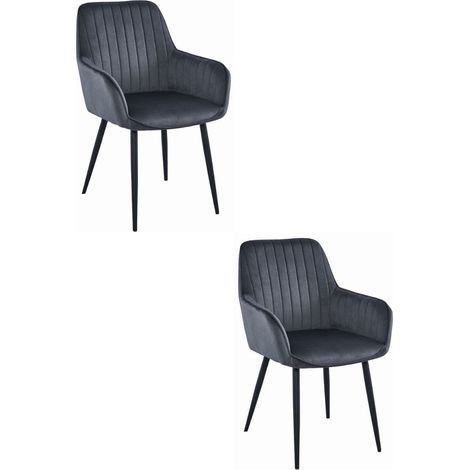 Silla SOLDEN - terciopelo gris oscuro / patas negras x 2 (1/5)