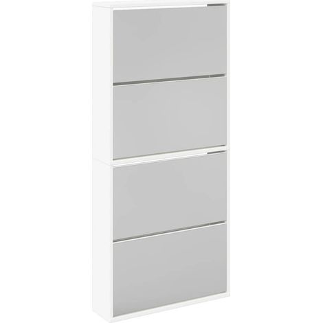 Maison Exclusive - Scarpiera a 4 Strati con Specchio Bianca 63x17x134 cm