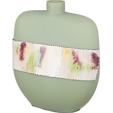 Dekovase - Vase bombé en Verre - Vase de Table - Vase décoratif pour Le Salon - Couleur : Vert Mat - Hauteur : 30 cm (1/2)