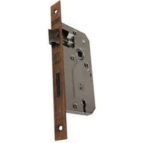 AGB - SERRATURA DA INFILARE PER PORTE INTERNE (B11) PATENT PICCOLA D70 F20 E45 CON BORDI TONDI - BRONZATA