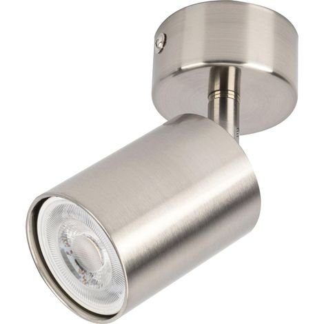 Integral LED Projecteur LED Siena simple spot GU10 Éclairage intérieur pour montage au plafond ou au mur Tête orientable rotative Pour salon, chambre, cuisine - Nickel satiné (1/5)