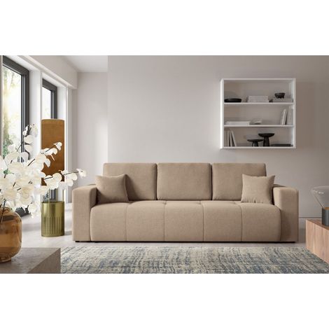 Sofa 3-Sitzer mit Schlaffunktion AUGUSTO in Stoff Wind Beige (1/5)
