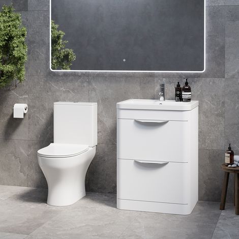 Oslo Gloss White 1150mm Vanity and Jubilee Toilet Suite with Leni Basin - 1150mm - Oslo Standard Handle