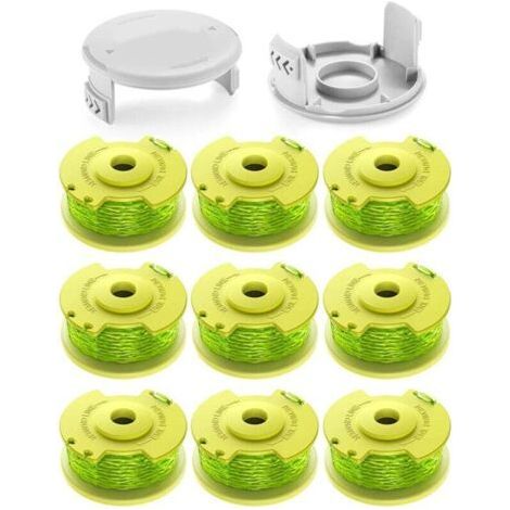 11 spools of 2.0mm trimmer line for Ryobi One+ 18V/24V/40V grass trimmers. Length 3.4m, compatible with AC14RL3A. Includes 9 spools and 2 covers. - Karteo (1/4)