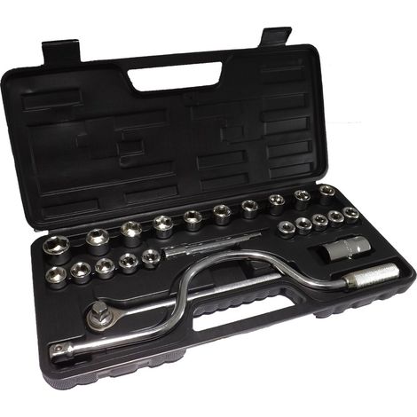 Lupex Shop - Kit valigetta chiavi a criccetto/ bussola in acciaio speciale 25 pezzi 1242B - EG10500