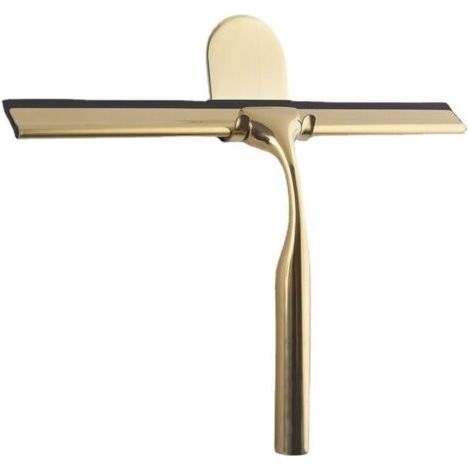 Tergivetro per doccia in acciaio inox color oro, tergivetro per vetro a bocca larga, materiale in silicone di alta qualità, supporto senza foratura, adatto per cabine doccia.