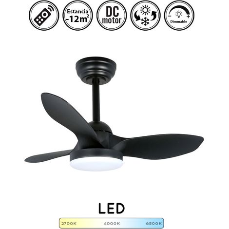Ventilador de techo con luz silencioso DC con mando stel mini negro 80 cm invierno-verano color luz regulable (1/5)