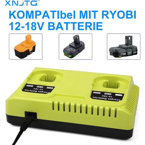 Caricabatterie per Ryobi 3A 12V-18V Caricabatterie sostitutivo a doppia porta per batteria Ryobi One+ P108 P107 P104 P105 P102 P103 (1/4)