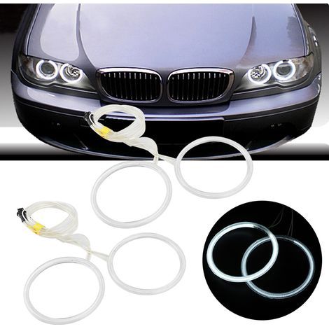 4 anelli luminosi a LED bianchi "angel eyes" per fari auto, diametro 106 mm/4,2 pollici, adatti per BMW E46. (1/5)