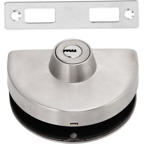 Serrure de porte en verre Verrouillage de porte en verre à moitié rond en acier inoxydable à un quincaillerie cylindre (1/5)