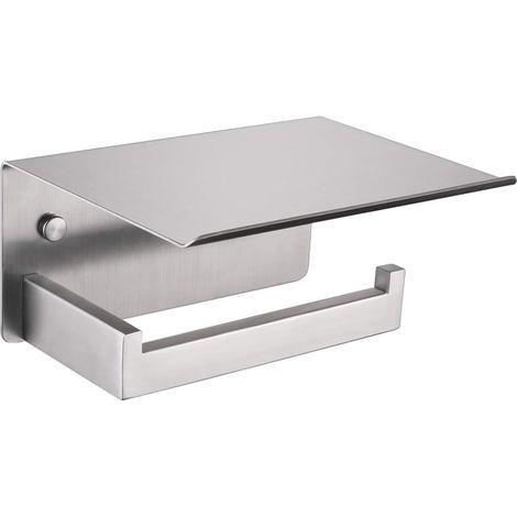 Toilettenpapierhalter mit Handyablage, wandmontierter Toilettenpapierspender aus gebürstetem Edelstahl, einreihig, Oberfläche in gebürstetem Nickel (1/5)
