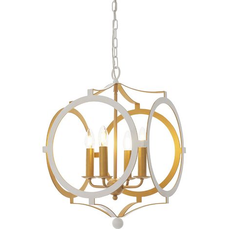 Merano Vicenza Plafonnier à 4 ampoules Matt White & Gold Paint