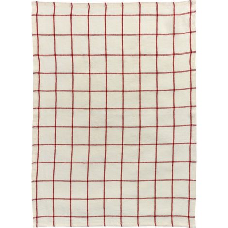 Torchon de Cuisine en Lin Rouge et Écru à Carreaux pour Vaisselle Délicate 55 x 75 cm - PANGIVO