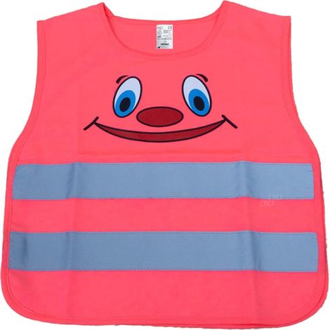 Gilet de signalisation réfléchissant pour enfants, rose, sourire, amio-03988