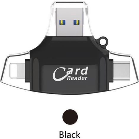 Lecteur De Cartes Micro SD TF - Interface Lightning OTG - Pour iPhone iPad iOS - Noir - 1 Pièce