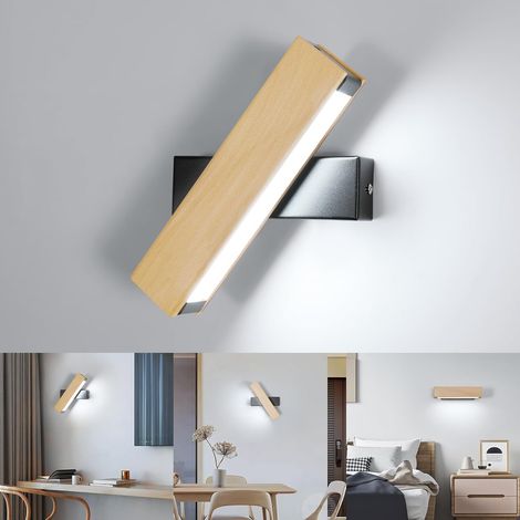 Applique murale LED en bois,applique murale LED d'intérieur rotative à 360°,adaptée aux escaliers,chambres,entrées,balcons et salons (lumière blanche) (1/5)