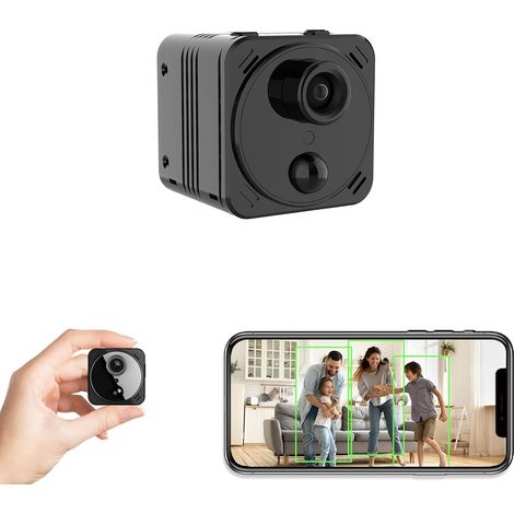 Mini caméra espion WiFi cachée 4K - Petite caméra de surveillance - Vision nocturne - Détection humaine par IA et détecteur PIR - Longue autonomie - Caméra nounou sans fil pour la sécurité intérieure (1/5)
