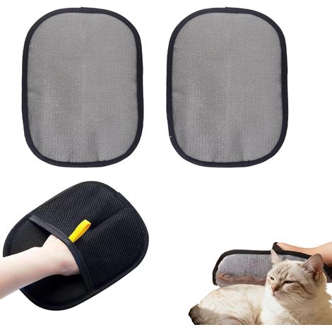 Pet Hair Removal Gloves Set of 3 - Cat Dog Grooming Glove, Hair Brush Glove, One Size Grey - Pet Care Accessories (1/5)