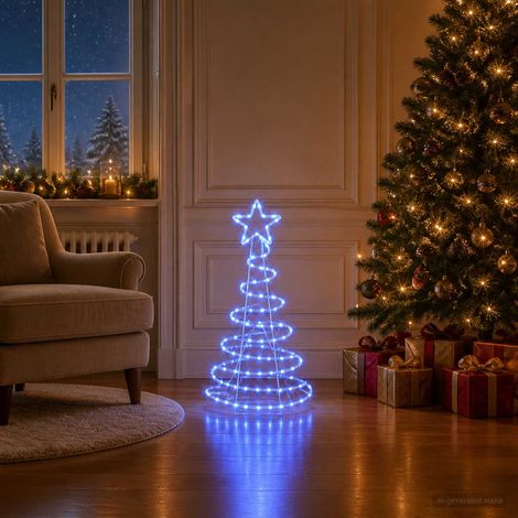 vidaXL Cartel LED de árbol de Navidad LOVIISA 100 LED Azul 51 x 99 cm (1/5)