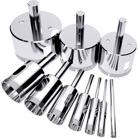 10 Stück Diamant-Lochsäge Set 6-50mm, Fliesenbohrer für Glas Keramik Granit Stein