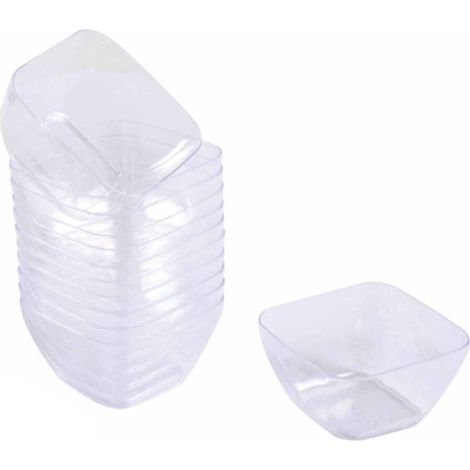 Lot de 25 Verrines Cubes en Plastique Réutilisable "Mini Apéritif" 4,5cl Transparent