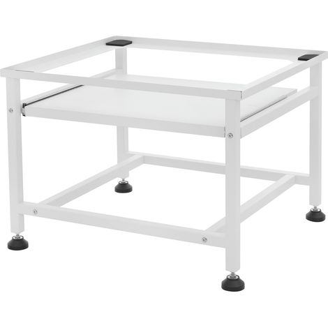 ML-Design Base per Lavatrice Asciugatrice Frigorifero con Ripiano Estraibile 62,5x53,5x45 cm in Acciaio Bianco max. 150 kg Piedistallo Supporto Rialzato Protettivo per Elettrodomestici Carichi Pesanti