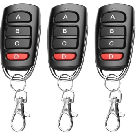 3Pcs Télécommande Universelle Portail 433 MHz Duplicateur sans Fil à 4 Boutons Telecommande Copieus pour Porte de Garage, Portée de 50m, Compatible avec 2260, 2262, PT2264, 5326, 2240,1527 (1/5)