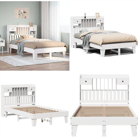 Estructura de cama sin colchón madera de pino blanco 135x190 cm - Estructura de cama - Cama sin colchón