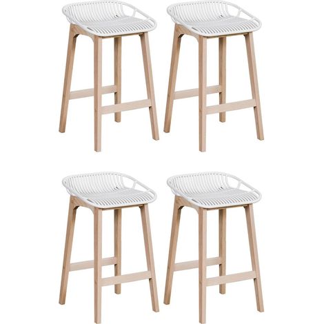 Set mit 65 cm großen Insel- und Barstühlen MALMO aus Eiche mit Kunststoffsitz