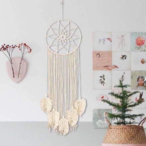 Dream Catcher - Coton Tissé Macramé - Décoration Murale pour Chambre Maison Fenêtre Voiture - 1 Pièce (1/5)