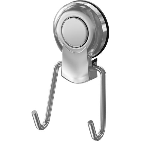 Showerdrape Suctionloc Chrome Steel Twin Robe Hook (1/5)