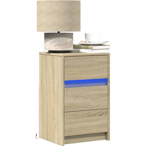 Nachttisch mit LED-Leuchten Sonoma Eiche Holzwerkstoff