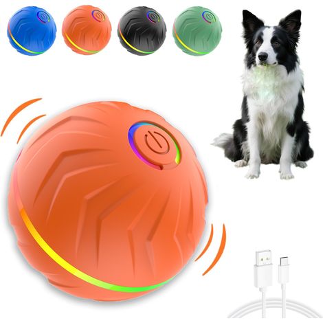 Balle interactive pour chien, se déplaçant, rebondissant et tournant automatiquement, balle mobile pour chiens de petite, moyenne et grande taille, Orange