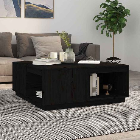 Table basse Table de salon Bout de canapé Noir 100x101x40,5 cm Bois massif de pin 36588 (1/5)