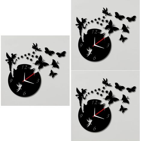 3 Pièces 3D Amovible Miroir Horloge Décor Autocollant Noir Décor À La Maison Horloge Murale Autocollants Faits Maison Noir Miroirs Mur Décoratif Autocollant 3D Miroir (1/5)